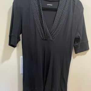 Express Black Top with Silver Accents